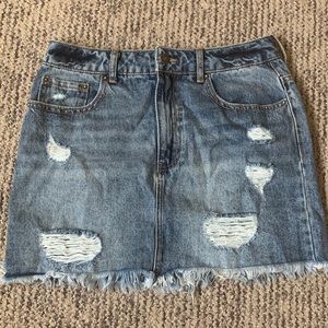 Forever 21 Distressed Denim Mini Skirt